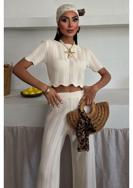 Kadın Ekru Örme Akıllı Triko Ikili Takım indirimleri