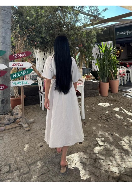 Taş Kruvaze Midi Kemerli Elbise modelleri