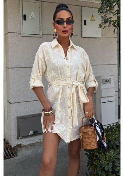 Kadın Taş Desenli Dokuma Uzun Polo Yaka Elbise indirimleri