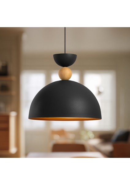 Stellara Ahşap Boncuk Detaylı Tekli Sarkıt Aydınlatma, Metal Sıvama, Ev, Ofis, Cafe, Restoran Avizeleri, E27 Duy fiyatları