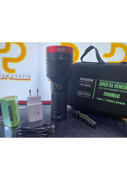 Wıson Ws-10500 70w 7000 Lümen Zoomlu Profesyonel El feneri