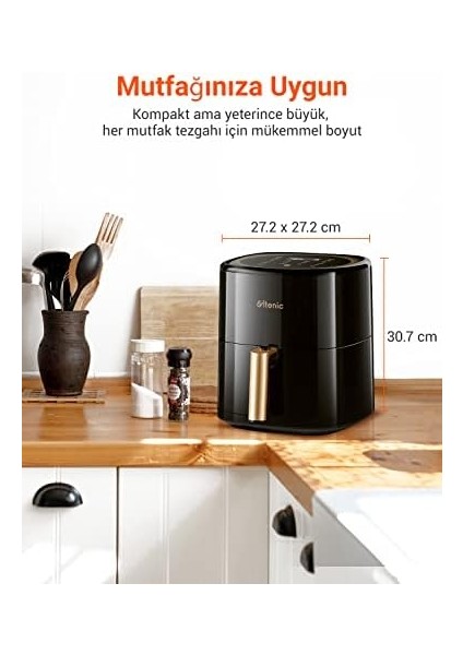 K10 Airfryer, Fritöz, 5 Litre Xl, 1500 W, Siyah fiyatları