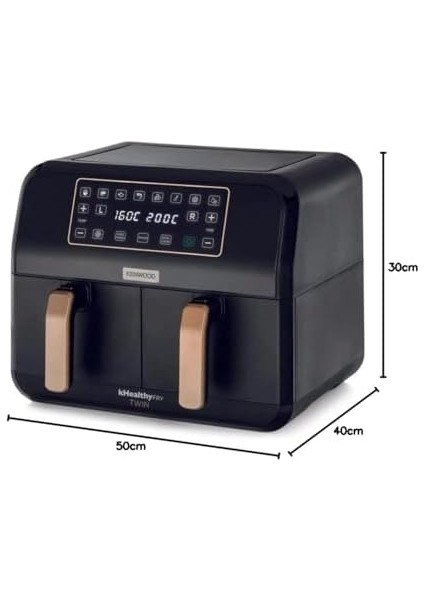 Dual Airfryer Bk Copper Çift Pişirme Hazneli Siyah HFP70.000BK - Çift Bölmeli Hazne, Aşırı Isınmaya Karşı Koruma Sistemi, Dijital Zaman ve Isı Ayarı, Hava Sirkülasyon Sistemi fiyatları
