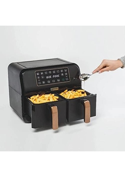 Dual Airfryer Bk Copper Çift Pişirme Hazneli Siyah HFP70.000BK - Çift Bölmeli Hazne, Aşırı Isınmaya Karşı Koruma Sistemi, Dijital Zaman ve Isı Ayarı, Hava Sirkülasyon Sistemi modelleri