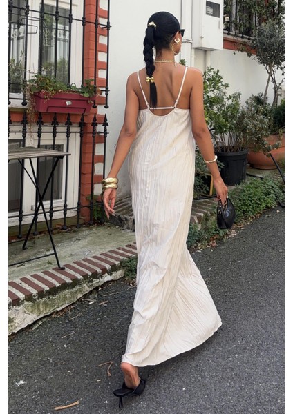 Kadın Taş Kraş Askılı Maxi V Yaka Elbise fırsatları