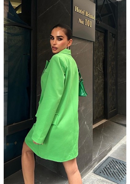 Kadın Yeşil Dokuma Kruvaze Kısa Elbise indirimleri