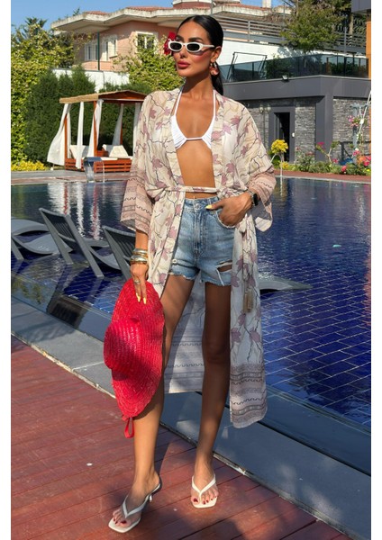 Kadın Multi Desenli Kruvaze Şifon Kimono fiyatları