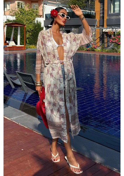 Kadın Multi Desenli Kruvaze Şifon Kimono indirimleri