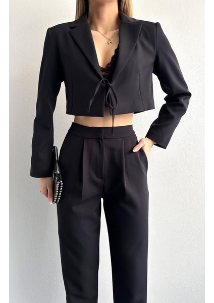 Bağlama Detay Crop Blazer Ceket modelleri