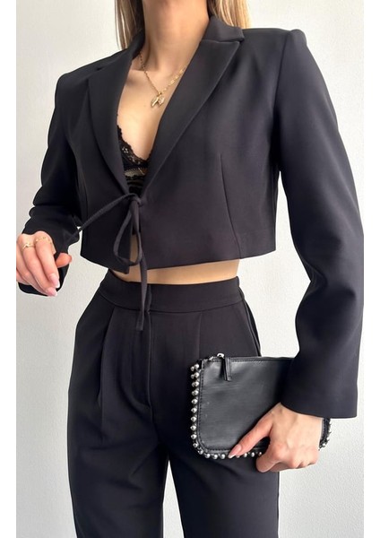 Bağlama Detay Crop Blazer Ceket indirimleri