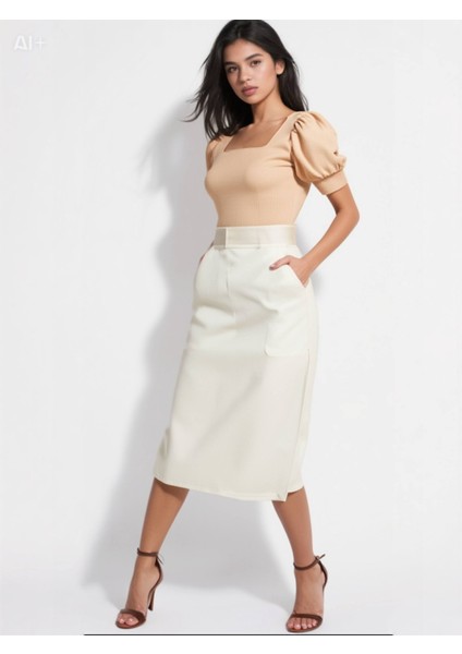 Kadın Bisküvi Kare Yaka Örme Bluz HZL22W-BD104091 modelleri