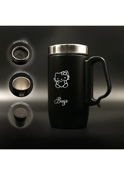 240 ml Kulplu Paslanmaz Çelik Hello Kitty Baskılı Termos Bardak - Isı Yalıtımlı Kahve Kupası fiyatları