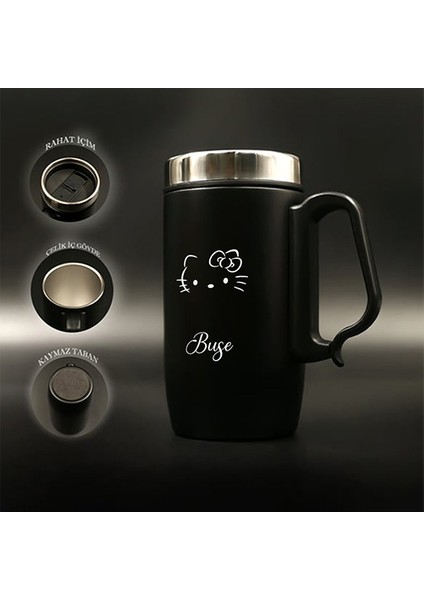 240 ml Kulplu Paslanmaz Çelik Hello Kitty Baskılı Termos Bardak - Isı Yalıtımlı Kahve Kupası fiyatları