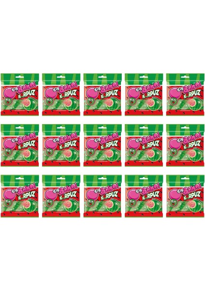 Karpuz Aromalı Toz Dolgulu Sakız 80 gr x 15 Adet
