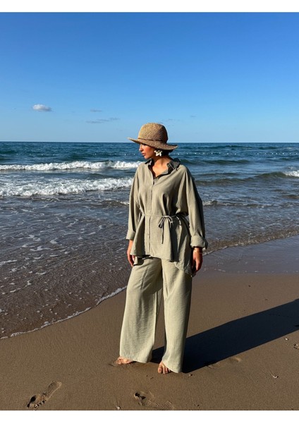 Çilek Keten Gömlekli Oversize Takım fiyatları