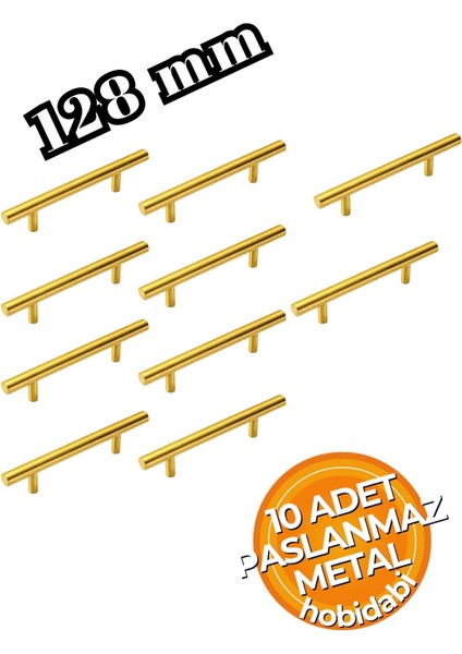 128MM Paslanmaz 10 Adet Altın Sarı Kulp Tv Ünitesi Yatak Odası Mobilya Çekmece Vestiyer Mutfak Dolap