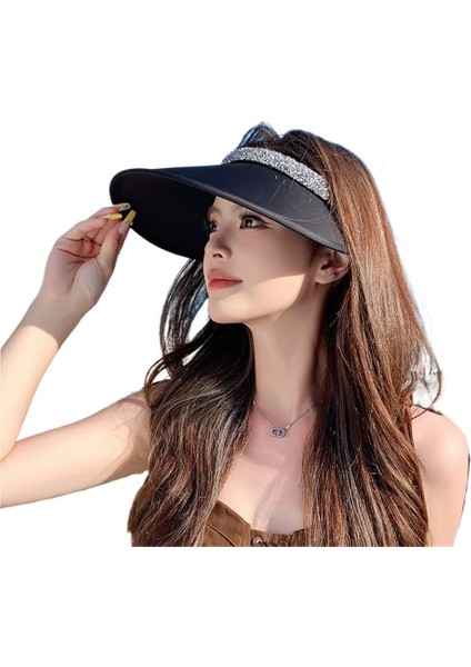 Kadınlar Için Yeni Stil Parlak Elmas Kafa Bandı Içi Boş Üst Güneş Şapkası (Yurt Dışından)