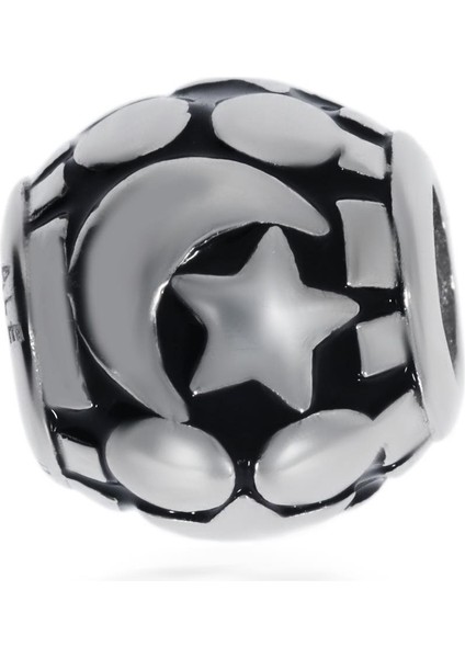 Kadın Ay Yıldız Top Model Gümüş Charm