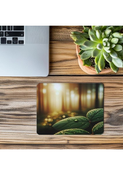 Sabah Işığında Yaprak ve Damla Mousepad - 19X23 cm 2 mm Dikdörtgen Ithal Baskılı Mouse Pad modelleri