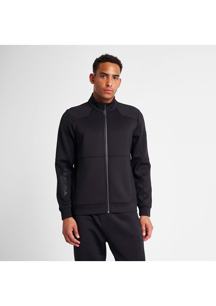 25N-1138 Erkek Fermuarlı Sweatshirt Siyah