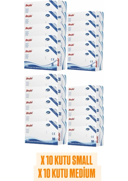 20 Kutu Pudrasız Mavi Nitril Muayene Eldiveni- Small / Medium Beden fiyatları