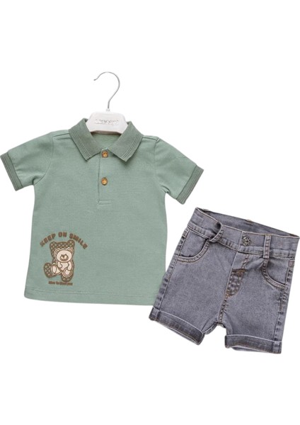Pike Tshırt Kot Şort Takım Yeşil