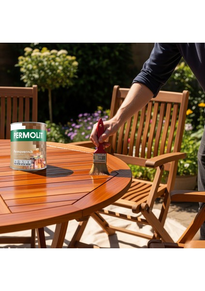 Permovernik Vernikli Ahşap Koruyucu 0,75L - 2,5l | Doğal Görünümlü Renkli Ahşap Koruma Verniği, Iç ve Dış Mekan Için Vernik, Yüksek Uv Dayanımı