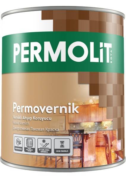Permovernik Vernikli Ahşap Koruyucu 0,75L - 2,5l | Doğal Görünümlü Renkli Ahşap Koruma Verniği, Iç ve Dış Mekan Için Vernik, Yüksek Uv Dayanımı