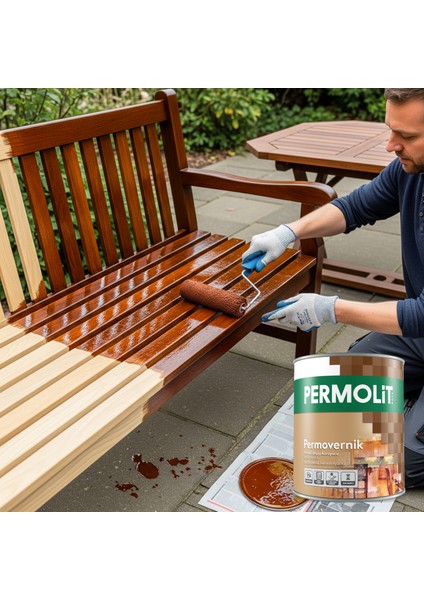 Permovernik Vernikli Ahşap Koruyucu 0,75L - 2,5l | Doğal Görünümlü Renkli Ahşap Koruma Verniği, Iç ve Dış Mekan Için Vernik, Yüksek Uv Dayanımı