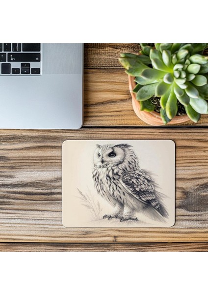 Bilgelik Sembolü Baykuş Mousepad – Mat Yüzey - 19X23 cm 2 mm Dikdörtgen Ithal Baskılı Mouse Pad modelleri