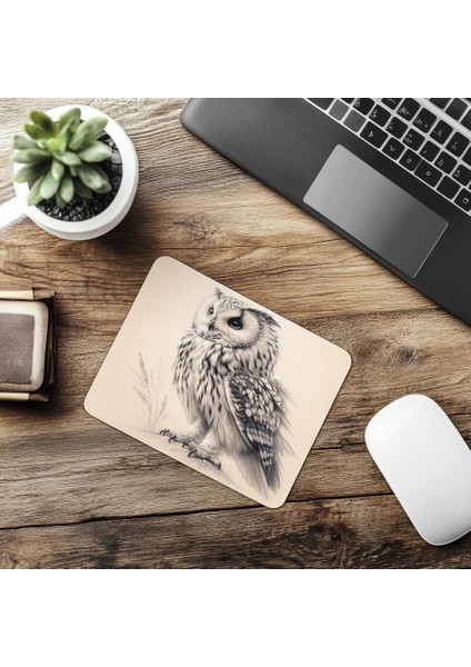 Bilgelik Sembolü Baykuş Mousepad – Mat Yüzey - 19X23 cm 2 mm Dikdörtgen Ithal Baskılı Mouse Pad