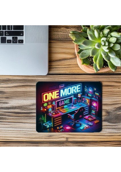 Neon Işıklı One More Game Temalı Mousepad - 19X23 cm 2 mm Dikdörtgen Ithal Baskılı Mouse Pad modelleri