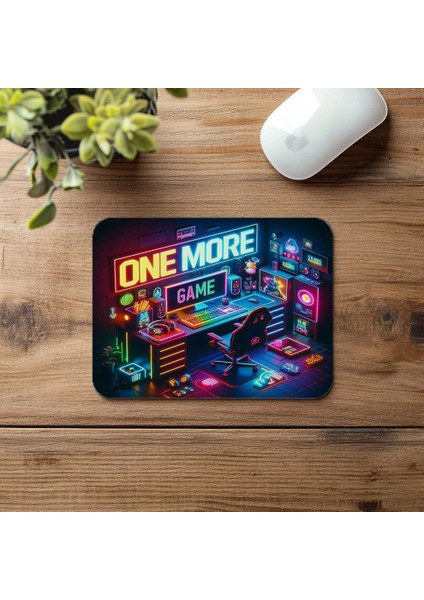 Neon Işıklı One More Game Temalı Mousepad - 19X23 cm 2 mm Dikdörtgen Ithal Baskılı Mouse Pad fırsatları