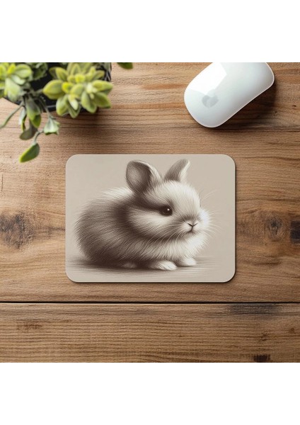 Sanatsal Karakalem Tavşan Temalı Mouse Pad - 19X23 cm 2 mm Dikdörtgen Ithal Baskılı Mouse Pad fırsatları