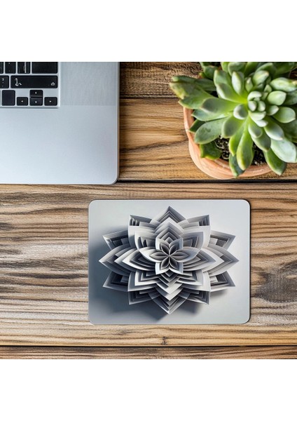 Sade Çiçek Formlu Geometrik Mousepad - 19X23 cm 2 mm Dikdörtgen Ithal Baskılı Mouse Pad modelleri