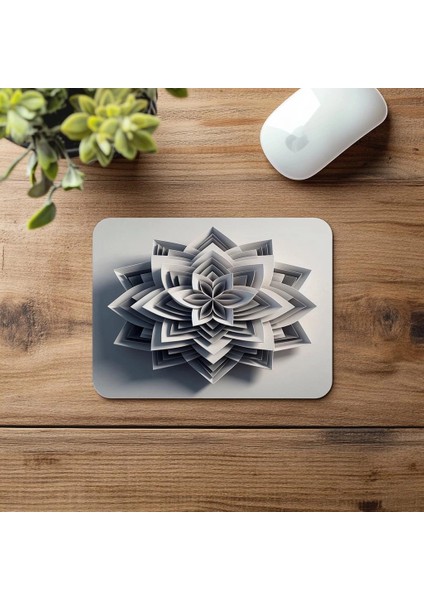 Sade Çiçek Formlu Geometrik Mousepad - 19X23 cm 2 mm Dikdörtgen Ithal Baskılı Mouse Pad fırsatları