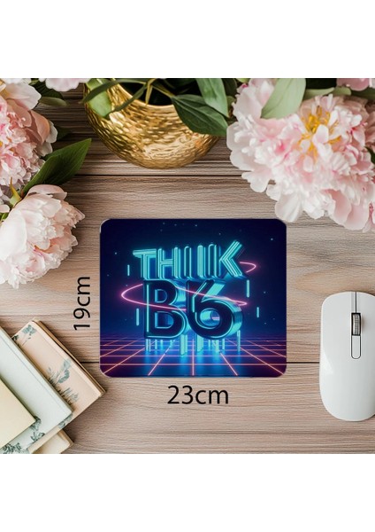 Büyük Düşün Temalı Parlak Neon Mousepad - 19X23 cm 2 mm Dikdörtgen Ithal Baskılı Mouse Pad