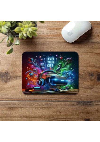 Hayatını Level Atla Mousepad – Gamer Tarzı - 19X23 cm 2 mm Dikdörtgen Ithal Baskılı Mouse Pad fırsatları