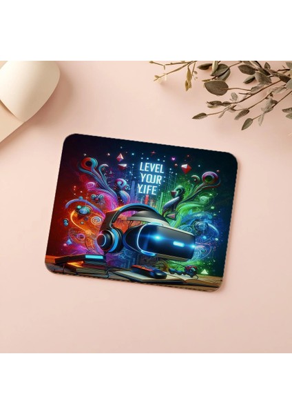 Hayatını Level Atla Mousepad – Gamer Tarzı - 19X23 cm 2 mm Dikdörtgen Ithal Baskılı Mouse Pad indirimleri