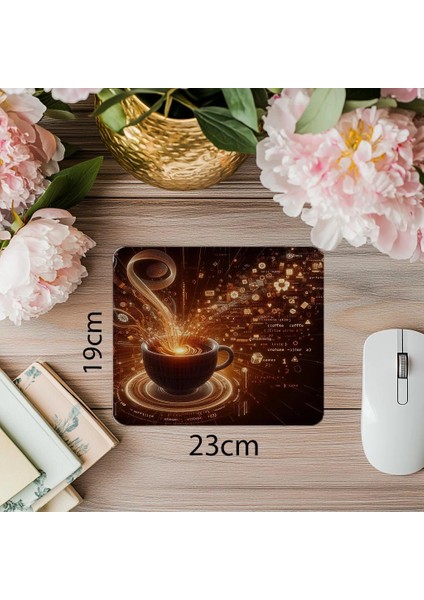 Havada Kodla Karışan Kahve Mouse Pad - 19X23 cm 2 mm Dikdörtgen Ithal Baskılı Mouse Pad