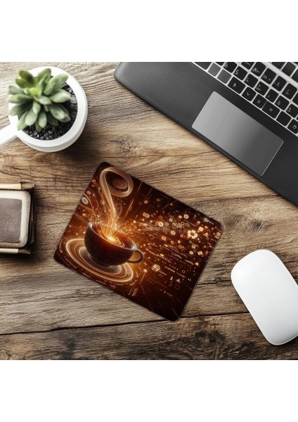 Havada Kodla Karışan Kahve Mouse Pad - 19X23 cm 2 mm Dikdörtgen Ithal Baskılı Mouse Pad