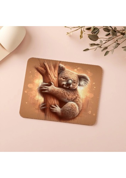 Ağaca Sarılmış Koala Çizimli Mousepad - 19X23 cm 2 mm Dikdörtgen Ithal Baskılı Mouse Pad indirimleri