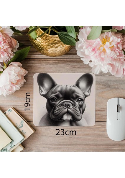Kısa Kulaklı Köpek Portresi Mouse Pad - 19X23 cm 2 mm Dikdörtgen Ithal Baskılı Mouse Pad