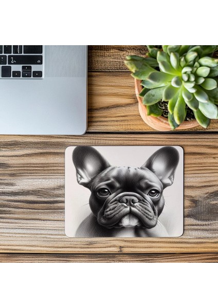 Kısa Kulaklı Köpek Portresi Mouse Pad - 19X23 cm 2 mm Dikdörtgen Ithal Baskılı Mouse Pad modelleri