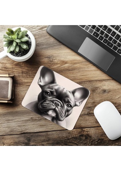 Kısa Kulaklı Köpek Portresi Mouse Pad - 19X23 cm 2 mm Dikdörtgen Ithal Baskılı Mouse Pad