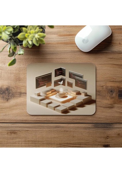 Kod Panel Çemberinde Kahve Kupası Mousepad - 19X23 cm 2 mm Dikdörtgen Ithal Baskılı Mouse Pad fırsatları