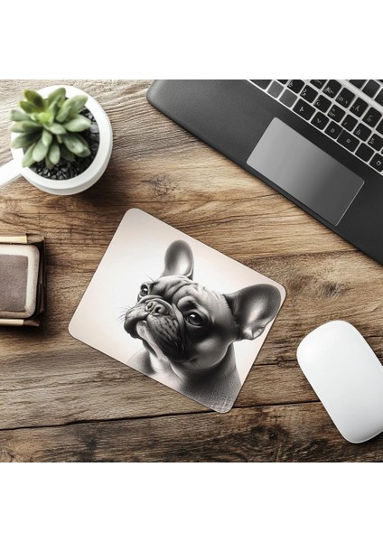 Karakalem Bulldog Temalı Mousepad - 19X23 cm 2 mm Dikdörtgen Ithal Baskılı Mouse Pad