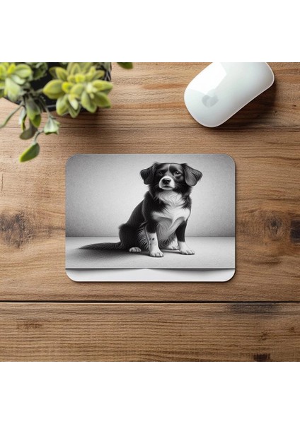 Mat Dokulu Karakalem Köpek Tasarımı - 19X23 cm 2 mm Dikdörtgen Ithal Baskılı Mouse Pad fırsatları