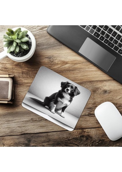 Mat Dokulu Karakalem Köpek Tasarımı - 19X23 cm 2 mm Dikdörtgen Ithal Baskılı Mouse Pad