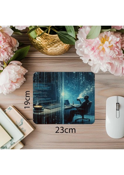 Geleceğe Dönük Kod Temalı Masaüstü Mousepad - 19X23 cm 2 mm Dikdörtgen Ithal Baskılı Mouse Pad